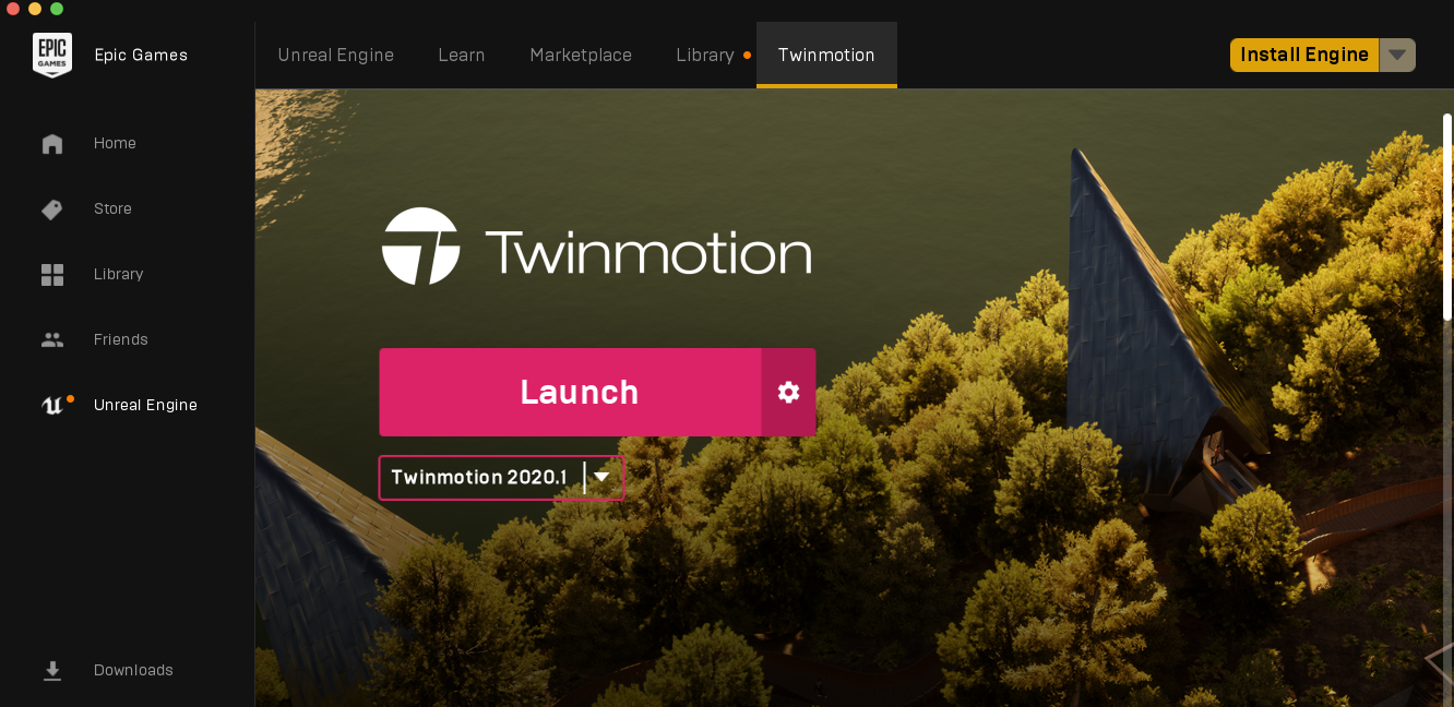 twinmotion tab in epic games launcher